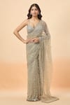 Buy_Seema Gujral_Grey Embroidered Sequins Sweetheart Saree With Blouse _at_Aza_Fashions