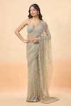 Seema Gujral_Grey Embroidered Sequins Sweetheart Saree With Blouse _Online_at_Aza_Fashions