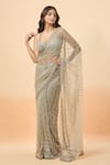 Buy_Seema Gujral_Grey Embroidered Sequins Sweetheart Saree With Blouse _Online_at_Aza_Fashions