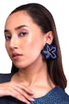 Buy_Prachi Gupta_Blue Color Block Pompon Earrings _at_Aza_Fashions