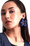 Prachi Gupta_Blue Color Block Pompon Earrings _Online_at_Aza_Fashions