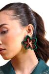 Buy_Prachi Gupta_Green Pompon Cutwork Earrings _at_Aza_Fashions