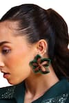 Prachi Gupta_Green Pompon Cutwork Earrings _Online_at_Aza_Fashions