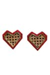 Shop_Prachi Gupta_Pink The Rattan Heart Studs _at_Aza_Fashions