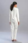 Shop_POOJA SHROFF_White Denim Plain V-neck Top With Pant _at_Aza_Fashions