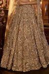 Seema Gujral_Gold Lehenga And Blouse Tissue Silk Embroidery Floral Patchwork Bridal Set _at_Aza_Fashions