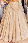 Buy_Seema Gujral_Ivory Organza Embroidery Pearl Cutwork V Neck Bridal Lehenga Set _Online_at_Aza_Fashions