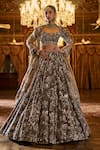 Buy_Seema Gujral_Brown Lehenga And Blouse Tissue Silk Embroidery Sequin Crystal Bridal Set _at_Aza_Fashions