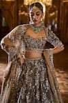 Seema Gujral_Brown Lehenga And Blouse Tissue Silk Embroidery Sequin Crystal Bridal Set _at_Aza_Fashions