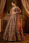 Seema Gujral_Gold Lehenga And Blouse Net Embroidery Sequin Sweetheart Crystal Bridal Set _Online_at_Aza_Fashions