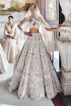 Buy_Seema Gujral_Ivory Lehenga And Blouse Raw Silk Embroidery Pearl Cutwork Bridal Set _Online_at_Aza_Fashions