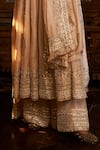 Buy_Seema Gujral_Peach Tissue Silk Embroidery Gota Patti Round Floral Anarkali Palazzo Set _Online_at_Aza_Fashions