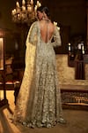 Seema Gujral_Green Jacket And Dupatta Net Embroidery Sequin Floral Longline Sharara Set _Online_at_Aza_Fashions