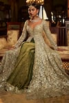 Buy_Seema Gujral_Green Jacket And Dupatta Net Embroidery Sequin Floral Longline Sharara Set _Online_at_Aza_Fashions