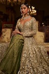 Shop_Seema Gujral_Green Jacket And Dupatta Net Embroidery Sequin Floral Longline Sharara Set _at_Aza_Fashions