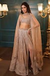 Buy_Isa By Dolly Wahal_Gold Net Embellished Bead Sweetheart Jasmine Crystal Slit Bridal Lehenga Set _at_Aza_Fashions