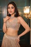 Buy_Isa By Dolly Wahal_Gold Net Embellished Bead Sweetheart Jasmine Crystal Slit Bridal Lehenga Set 