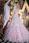 Buy_Isa By Dolly Wahal_Purple Net Embellished Bead Scoop Lana Applique Feather Bridal Lehenga Set _Online_at_Aza_Fashions