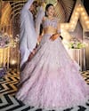 Isa By Dolly Wahal_Purple Net Embellished Bead Scoop Lana Applique Feather Bridal Lehenga Set _at_Aza_Fashions