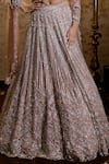 Isa By Dolly Wahal_Pink Net Embellished Bead Afra Floral Chevron Sequin Bridal Lehenga Set _at_Aza_Fashions