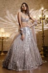 Buy_Isa By Dolly Wahal_Beige Net Embellished Crystal Scoop Mirrorwork Geometric Lehenga Set _at_Aza_Fashions