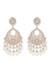 Shop_Auraa Trends_White Pearls Kundan Studded Chandbali Earrings With Maangtikka _Online_at_Aza_Fashions