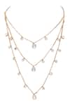 Auraa Trends_Gold Plated Stone Embellished Layered Necklace Set _at_Aza_Fashions