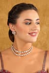 Buy_Auraa Trends_White Pearls, Beads Polki Embellished Layered Choker Set _at_Aza_Fashions