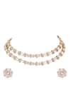 Buy_Auraa Trends_White Pearls, Beads Polki Embellished Layered Choker Set 