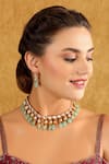 Buy_Auraa Trends_Green Crystal Stone Drop Embellished Choker Set _at_Aza_Fashions