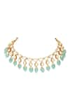 Auraa Trends_Green Crystal Stone Drop Embellished Choker Set _Online_at_Aza_Fashions