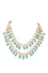 Auraa Trends_Green Crystal Embellished Layered Necklace Set _Online_at_Aza_Fashions