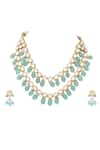 Buy_Auraa Trends_Green Crystal Embellished Layered Necklace Set _Online_at_Aza_Fashions