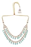 Shop_Auraa Trends_Green Crystal Embellished Layered Necklace Set _Online_at_Aza_Fashions