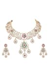 Buy_Auraa Trends_Multi Color Crystal Floral Swirl Stone Studded Necklace Set 