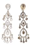 Buy_Auraa Trends_Gold Plated Crystal Clear Studded Drop Earrings _Online_at_Aza_Fashions