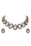 Buy_Auraa Trends_Blue Crystal Stone Embellished Oval Necklace Set 