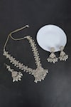 Shop_Auraa Trends_Silver Plated Crystal Studded Fish Pattern Long Necklace Set _at_Aza_Fashions