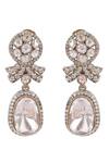 Auraa Trends_White Crystal Floral Studded Earrings _Online_at_Aza_Fashions