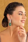 Buy_Auraa Trends_Green Crystal Stone Studded Drop Earrings _at_Aza_Fashions