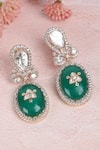 Shop_Auraa Trends_Green Crystal Stone Studded Drop Earrings _at_Aza_Fashions