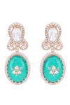 Auraa Trends_Green Crystal Stone Studded Drop Earrings _Online_at_Aza_Fashions