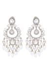 Auraa Trends_White Crystal Studded Pearl Drop Chandbalis _Online_at_Aza_Fashions