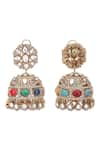 Buy_Auraa Trends_White Crystal Stone Studded Floral Jhumkas _Online_at_Aza_Fashions