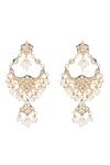 Auraa Trends_White Crystal Studded Floral Drop Chandbalis _Online_at_Aza_Fashions