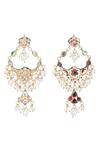 Buy_Auraa Trends_White Crystal Studded Floral Drop Chandbalis _Online_at_Aza_Fashions