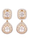 Auraa Trends_Gold Plated Crystal Embellished Drop Pattern Earrings _Online_at_Aza_Fashions