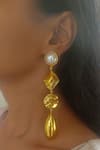 Buy_Bblingg_Gold Plated Pearl Embellished Dangler Earrings _at_Aza_Fashions