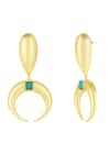 Shop_Bblingg_Gold Plated Stone Copa Moon And Drop Shaped Earrings _at_Aza_Fashions