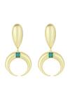 Bblingg_Gold Plated Stone Copa Moon And Drop Shaped Earrings _Online_at_Aza_Fashions